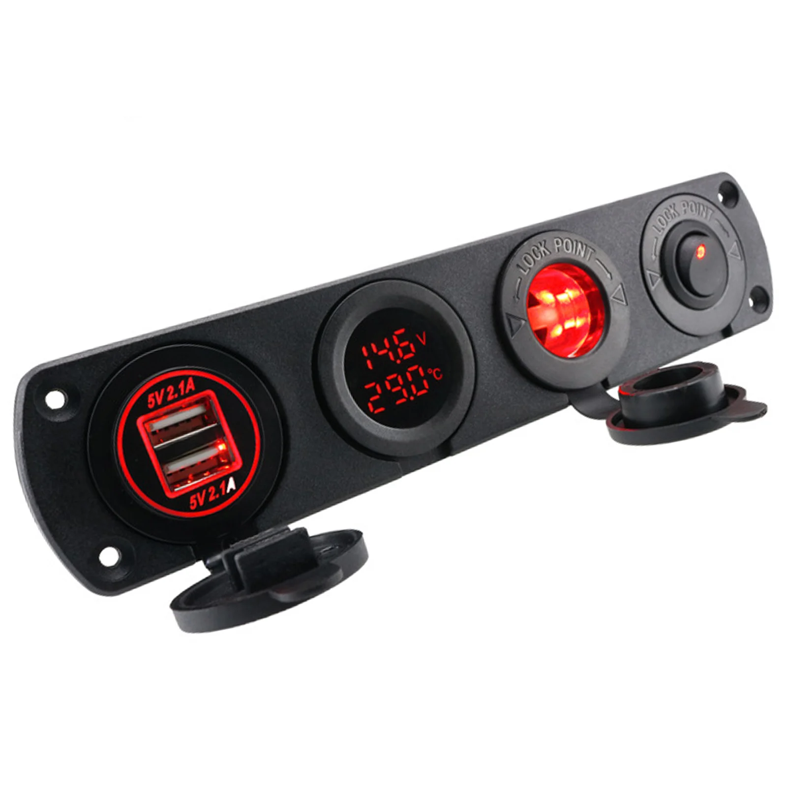 4-in-1 Car Charger Panel Multifinction Dual USB Charger Cigarette Lighter Socket for 12V-24V Car Truck Motorcycle 4-in-1 4-in-1
4-in-1 Car Charger Panel Multifinction Dual USB Charger Cigarette Lighter Socket for 12V-24V Car Truck Motorcycle 4-in-1 4-in-1