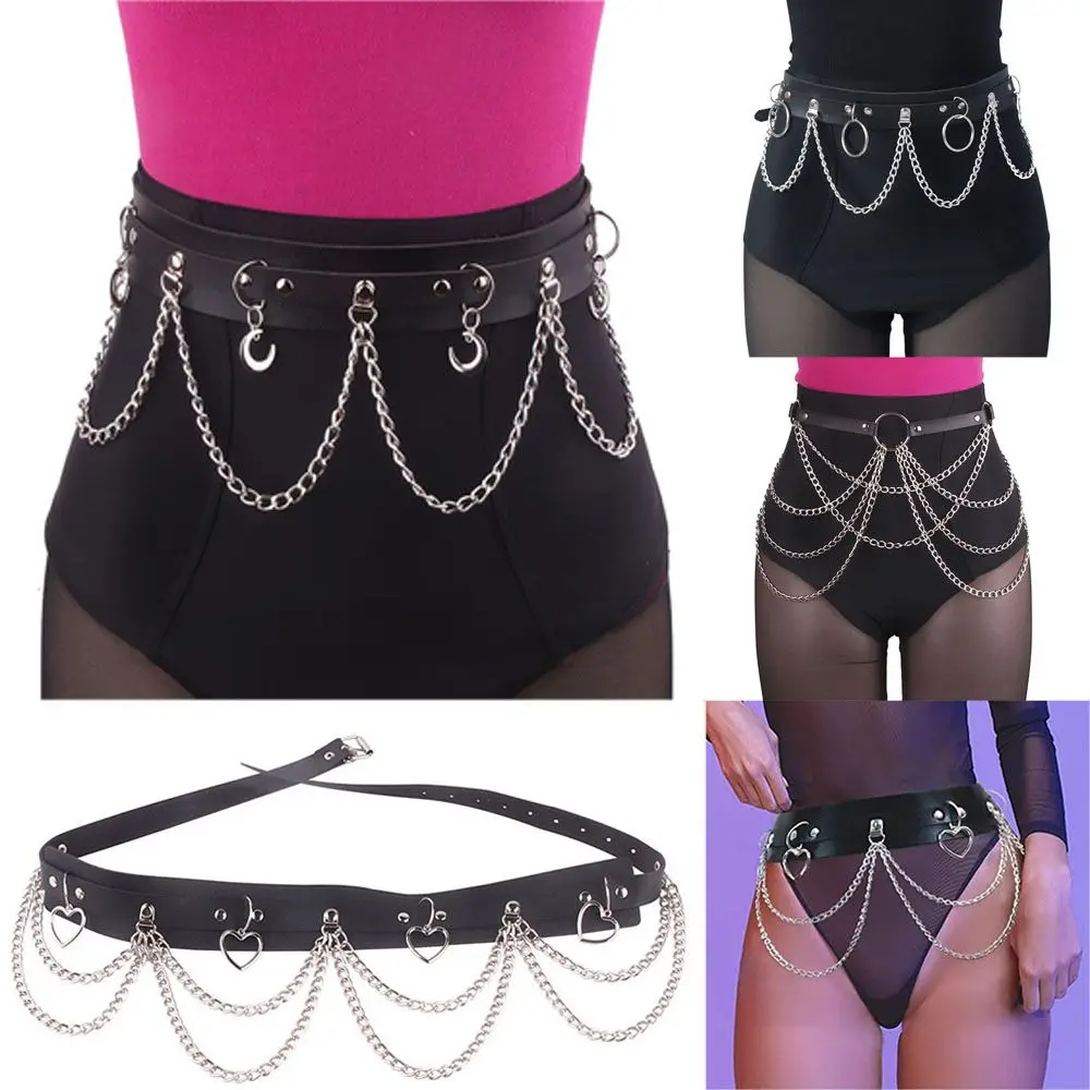 for Women and Girls Punk Party Accessories Skirt Strap Waist Thigh Harness Layered Waist Chain Black Leather Chain Belt 
for Women and Girls Punk Party Accessories Skirt Strap Waist Thigh Harness Layered Waist Chain Black Leather Chain Belt