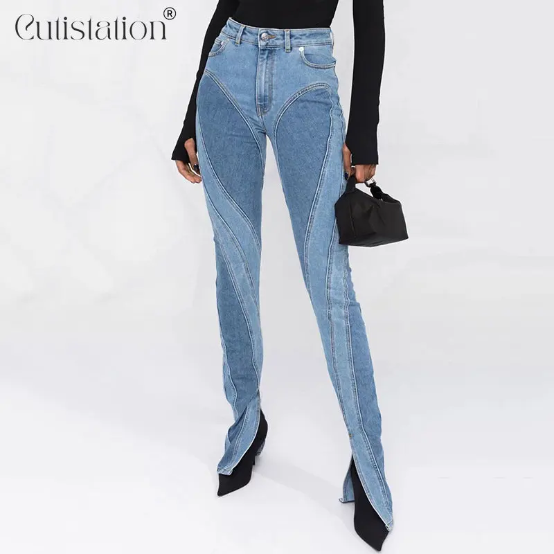 

Cutistation Heart Embroidey High Waisted Jeans for Women Winter 2022 Straight Leg Pencil Pants Grunge y2k Clothes Retro Fashion