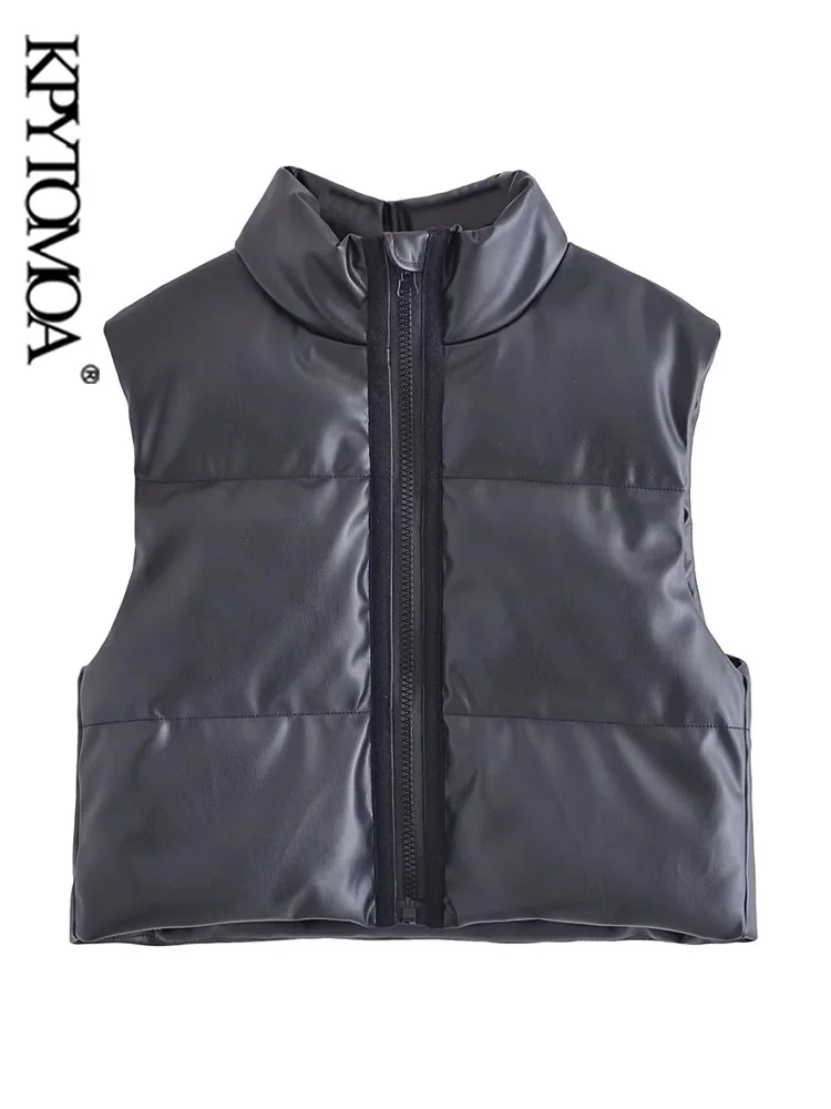 KPYTOMOA Women Fashion Front Zipper Faux Leather Padded Waistcoat Vintage High Neck Sleeveless Female Outerwear Chic Tops
KPYTOMOA Women Fashion Front Zipper Faux Leather Padded Waistcoat Vintage High Neck Sleeveless Female Outerwear Chic Tops