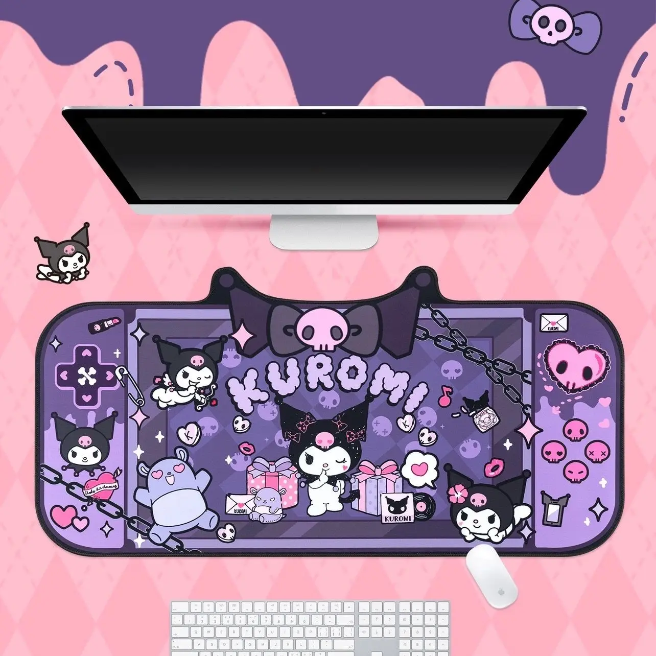 Милый коврик для мыши Sanrio Kuromi Mymelody Kawaii, большой игровой коврик для клавиатуры с киберспортом, мультяшный Настольный коврик с блокировкой края
Милый коврик для мыши Sanrio Kuromi Mymelody Kawaii, большой игровой коврик для клавиатуры с киберспортом, мультяшный Настольный коврик с блокировкой края
