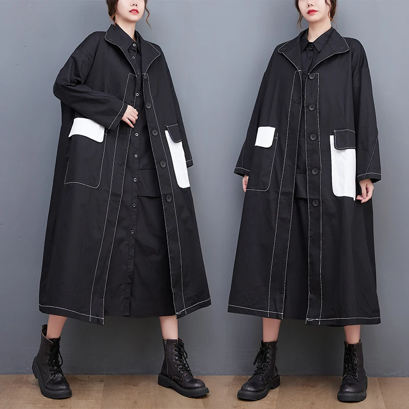 Women's Windbreaker 2022 New Cloak High Quality Single-breasted Long Korean Coat Loos Temperament Black Jacket Women's Clothing
Women's Windbreaker 2022 New Cloak High Quality Single-breasted Long Korean Coat Loos Temperament Black Jacket Women's Clothing