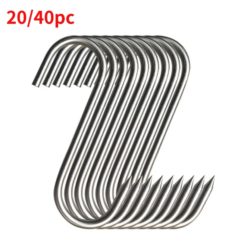 20Pcs/Set Stainless Steel S Hooks with Sharp Tip Utensil Meat Clothes Hanger Hanging Hooks for Butcher Shop Kitchen Baking Tools
20Pcs/Set Stainless Steel S Hooks with Sharp Tip Utensil Meat Clothes Hanger Hanging Hooks for Butcher Shop Kitchen Baking Tools