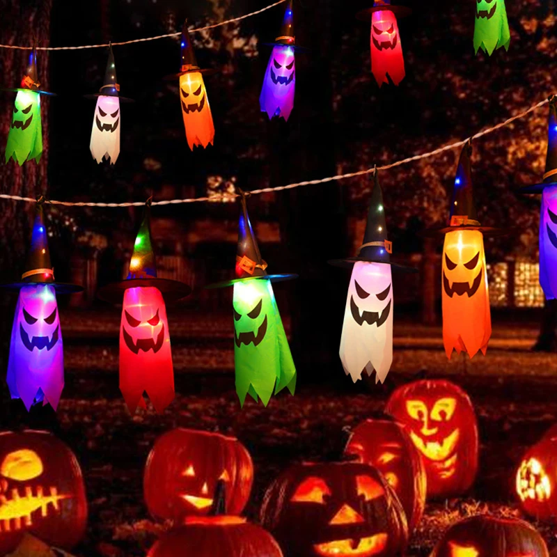 

Хэллоуин освещенные ведьмы шляпы дерево подвесной бар ресторан светодиодный мигающий фестиваль Атмосфера баннер ужавечерние Вечеринка пр...