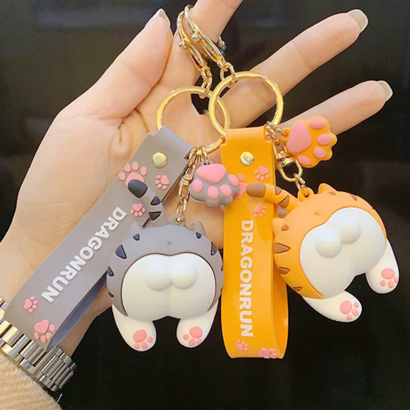 

Cat Butt Keychain Cartoon Female Cute Couple Lovers Pair Gift Bag Ornament Car Key Chain Lanyard Toy Girl Gift Wholesale