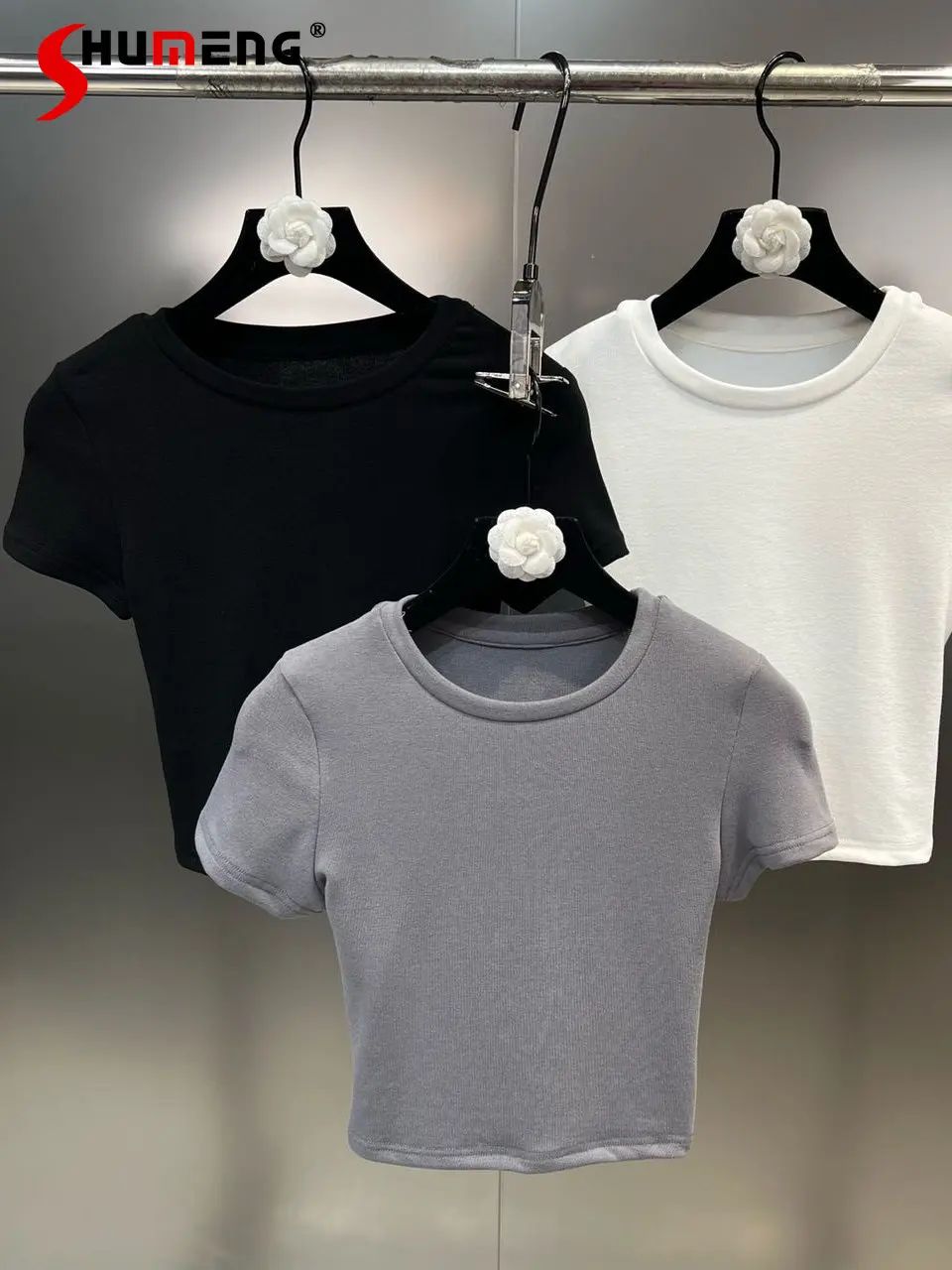 Fashion Round Neck Black Short Sleeves T Shirts for Women Simple Stretch Slim Fit Cotton Slimming White T-shirt 2023 Summer Tees
Fashion Round Neck Black Short Sleeves T Shirts for Women Simple Stretch Slim Fit Cotton Slimming White T-shirt 2023 Summer Tees