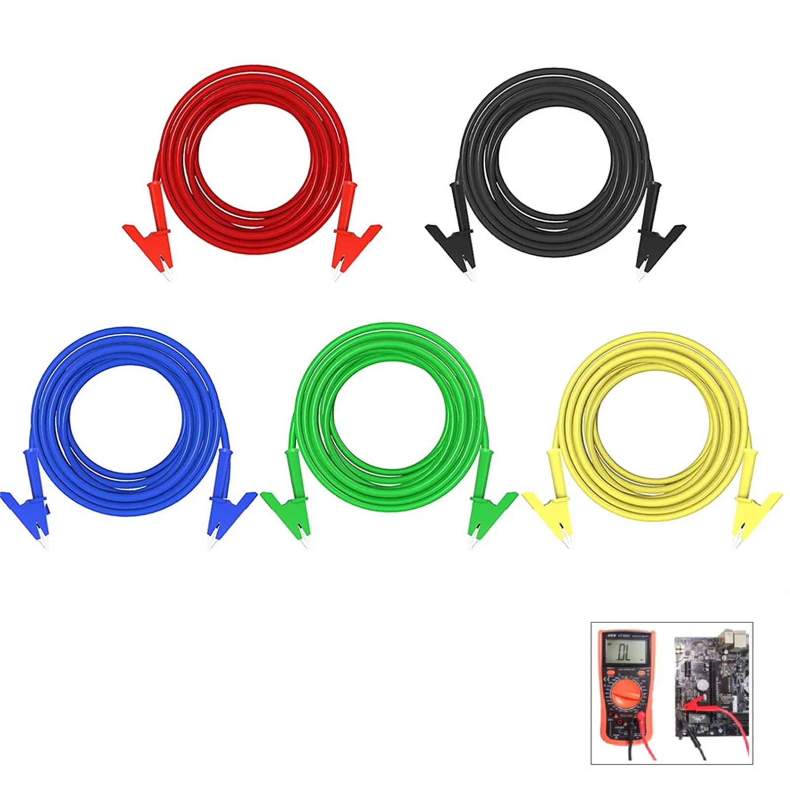 5PCS 3.3ft/1m 1000V 15A Alligator Clips Test Leads Dual Ended Crocodile Copper Wire Cable Clips For Electrical Testing
5PCS 3.3ft/1m 1000V 15A Alligator Clips Test Leads Dual Ended Crocodile Copper Wire Cable Clips For Electrical Testing