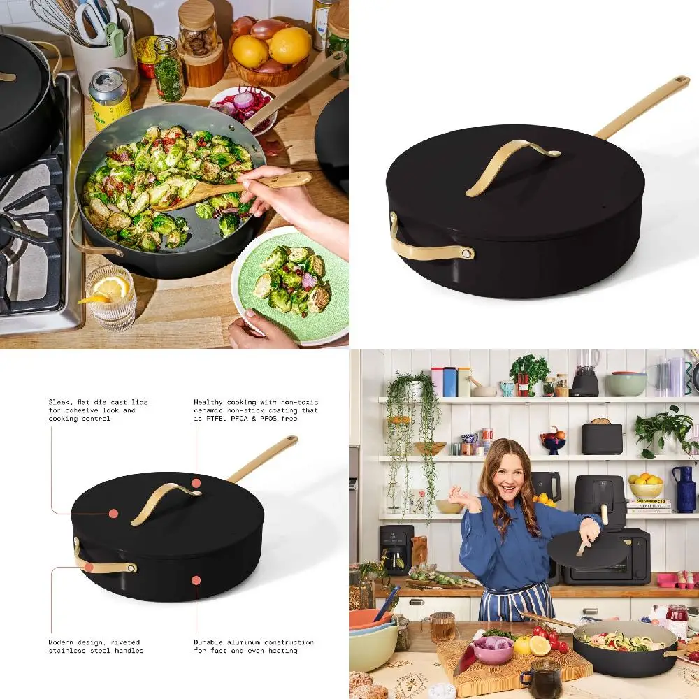 Deliciously Tempting Drew Barrymore Black Sesame Quart Ceramic Non-Stick Sauté Pan - Stir-Fry to Perfection with Simple Clean U
Deliciously Tempting Drew Barrymore Black Sesame Quart Ceramic Non-Stick Sauté Pan - Stir-Fry to Perfection with Simple Clean U