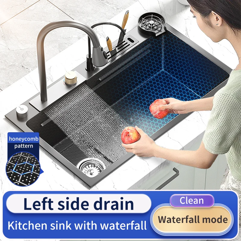 Kitchen Sink 304 Stainless Steel Embossed Large Single Sink Kitchen Household Sink Dishwasher Sink with Multifunction Faucet
Kitchen Sink 304 Stainless Steel Embossed Large Single Sink Kitchen Household Sink Dishwasher Sink with Multifunction Faucet