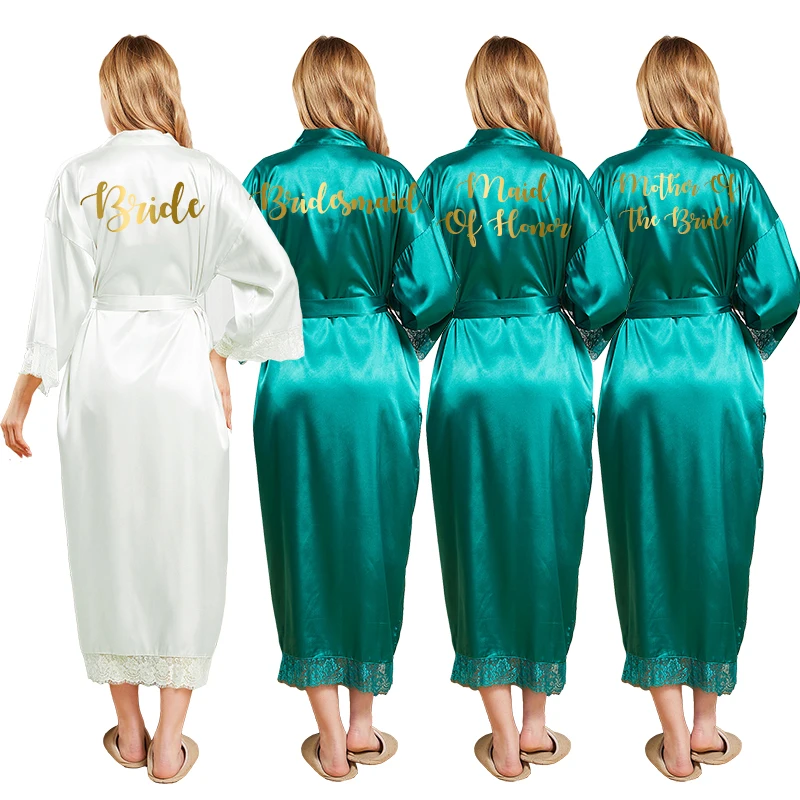 Silk Satin Lace Robes White Bridesmaid Bride Robe Bridesmaid Robes Women Wedding Long Robe Bathrobe Green
Silk Satin Lace Robes White Bridesmaid Bride Robe Bridesmaid Robes Women Wedding Long Robe Bathrobe Green