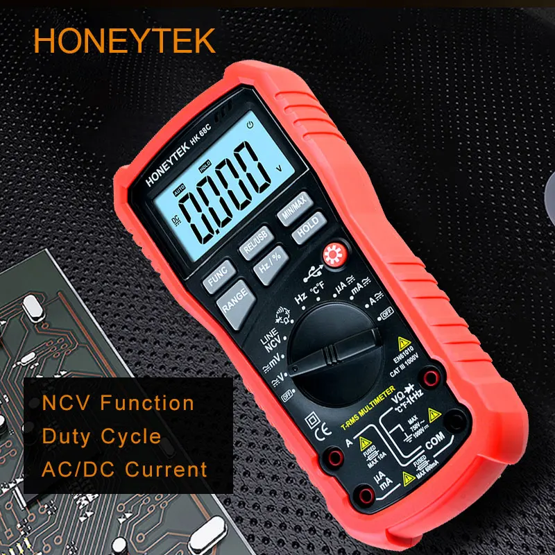 HONEYTEK Industrial Digital Multimeter NCV Max Min True RMS AC DC Voltage Curren Relative Mode Data Hold Auto Range Measure Test
HONEYTEK Industrial Digital Multimeter NCV Max Min True RMS AC DC Voltage Curren Relative Mode Data Hold Auto Range Measure Test