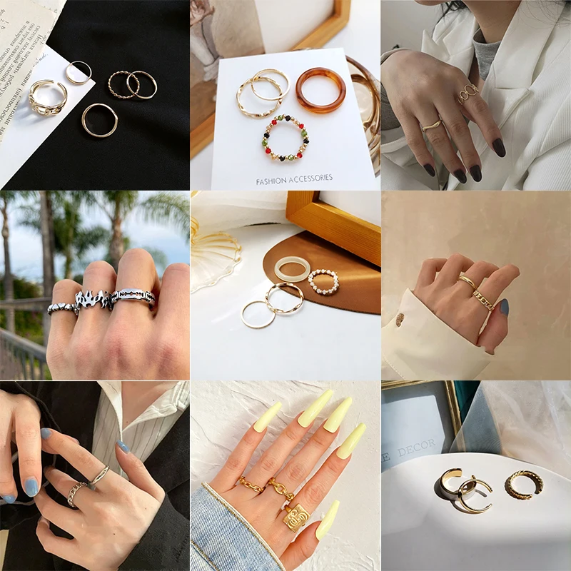 Fashion Rings Set For Women Punk Girl Hip Hop Jewelry Vintage Harajuku High Quality Gold Silver Color Open Ring 2022 Trendy 
Fashion Rings Set For Women Punk Girl Hip Hop Jewelry Vintage Harajuku High Quality Gold Silver Color Open Ring 2022 Trendy