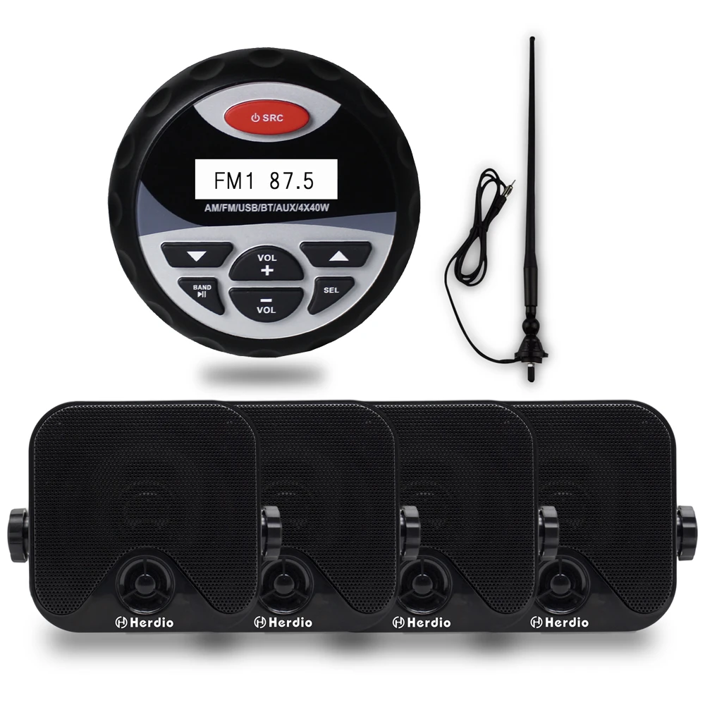 Marine Waterproof Stereo Radio FM AM MP3 Player Audio+2pairs Waterproof Speaker 100W for Boat Marine RV Car Horn +Antenna
Marine Waterproof Stereo Radio FM AM MP3 Player Audio+2pairs Waterproof Speaker 100W for Boat Marine RV Car Horn +Antenna