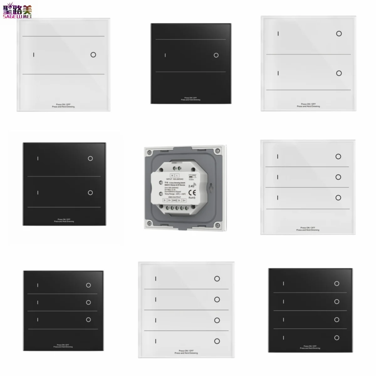 AC100-240V T16-1/T16-2/T16-3/T16 1/2/3/4 Zones 2.4G RF Dimming Touch Panel DMX Master Dim Switch For Single Color Strip Lights
AC100-240V T16-1/T16-2/T16-3/T16 1/2/3/4 Zones 2.4G RF Dimming Touch Panel DMX Master Dim Switch For Single Color Strip Lights