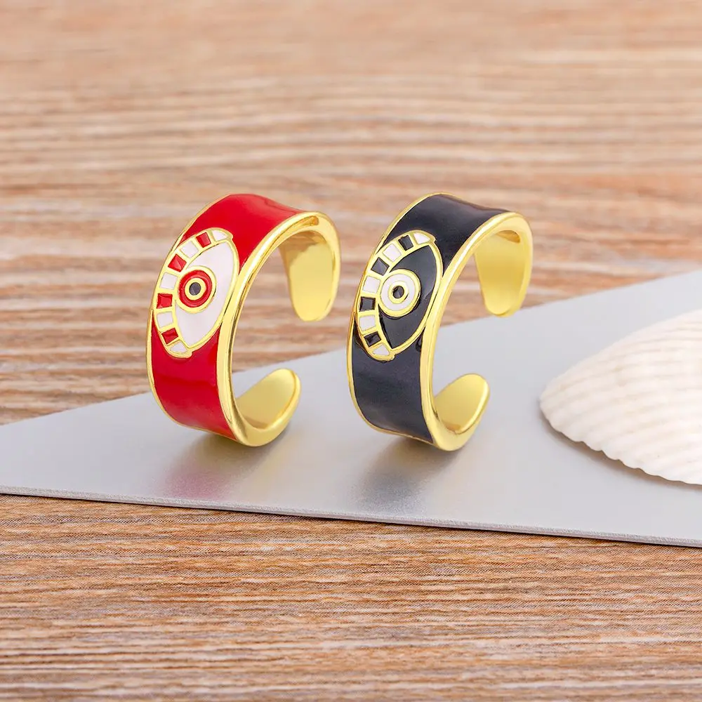 Nidin Lucky Turkish Evil Eye Enamel Dripping Oil Rings For Women Open Adjustable Gold Plated Wedding Band Couple Jewelry Gift
Nidin Lucky Turkish Evil Eye Enamel Dripping Oil Rings For Women Open Adjustable Gold Plated Wedding Band Couple Jewelry Gift