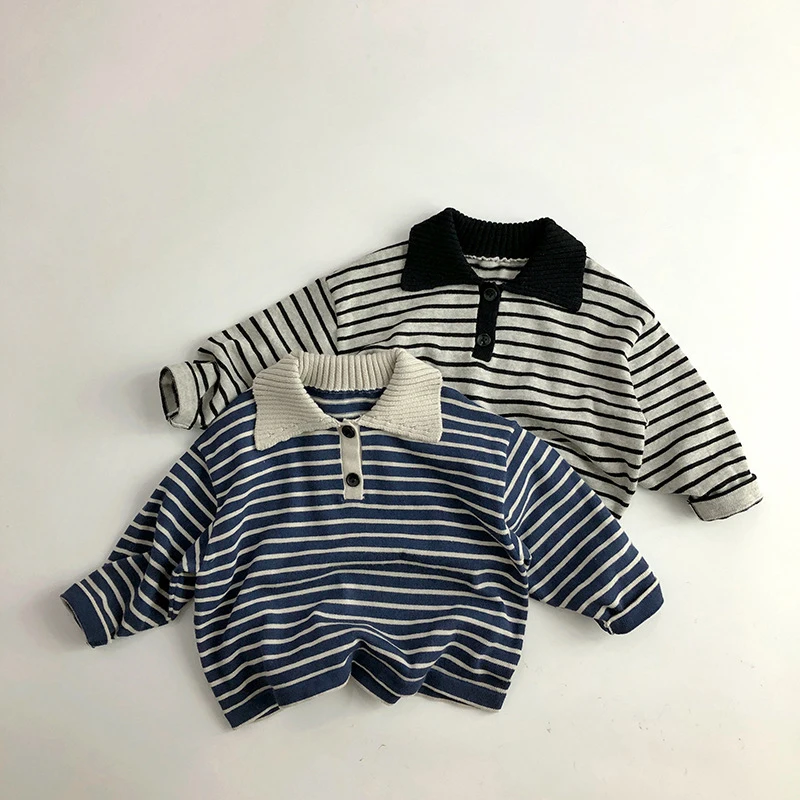 

MILANCEL New Autumn Kids Polo Shirt Children Thin Style Stripe Sweatshirt