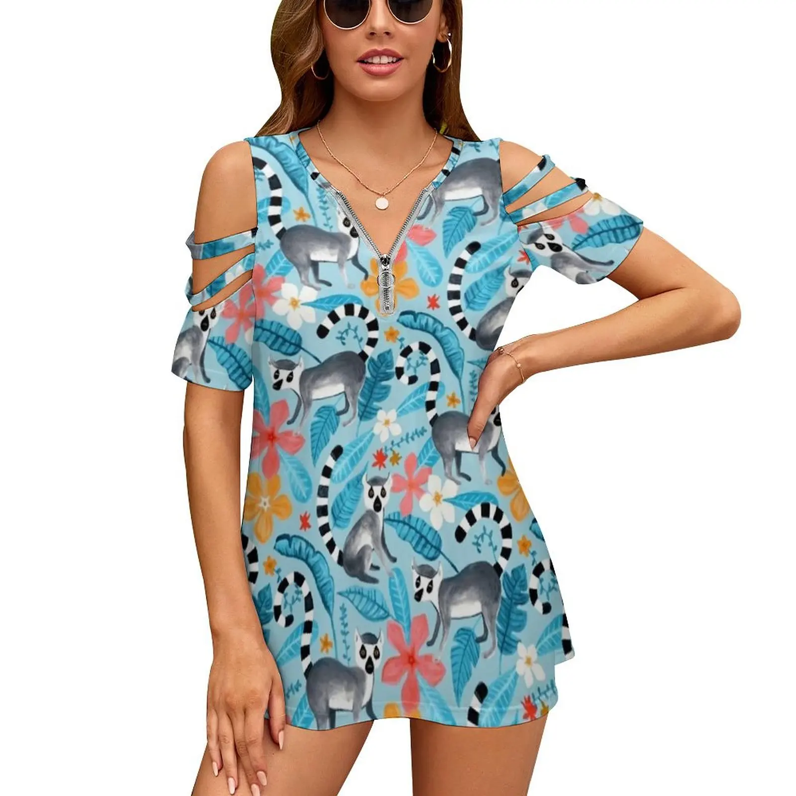 Gouache Lemur Land On Blue New Fashion Zip Off Shoulder Top Short-Sleeve Women Shirt Lemurs Lemur Pattern Gouache Lemurs Cute
Gouache Lemur Land On Blue New Fashion Zip Off Shoulder Top Short-Sleeve Women Shirt Lemurs Lemur Pattern Gouache Lemurs Cute