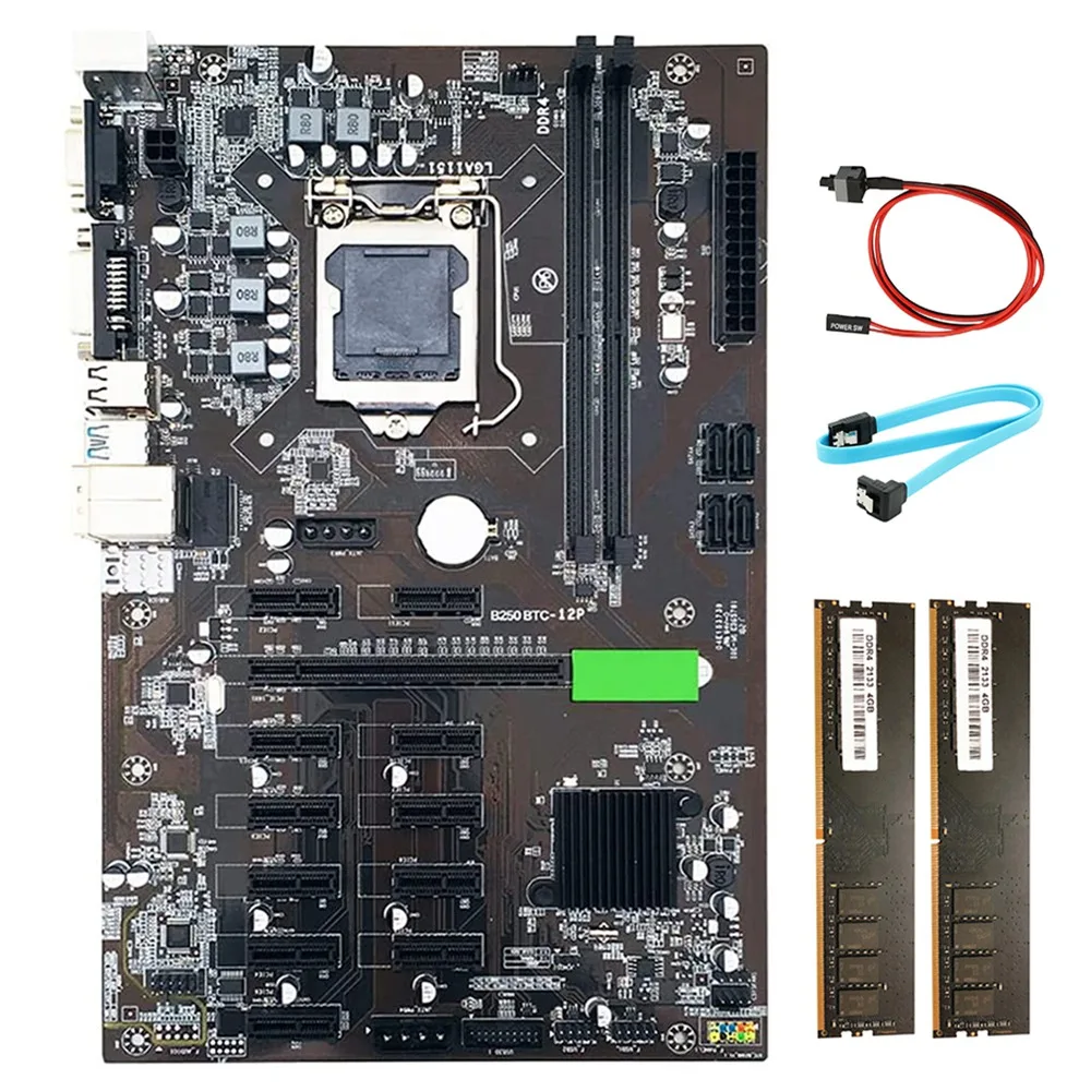 B250 BTC Mining Motherboard LGA 1151 USB3.0 with Switch Cable+SATA Cable+ 2XDDR4 4GB 2133MHZ RAM for Miner
B250 BTC Mining Motherboard LGA 1151 USB3.0 with Switch Cable+SATA Cable+ 2XDDR4 4GB 2133MHZ RAM for Miner