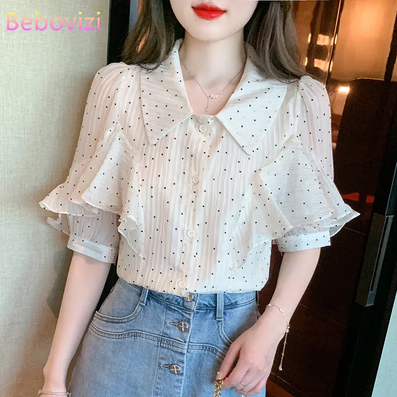 Polka Dot Short Sleeve Shirt Women's Summer New Puff Sleeve Chiffon Blouses for Women Clothing
Polka Dot Short Sleeve Shirt Women's Summer New Puff Sleeve Chiffon Blouses for Women Clothing