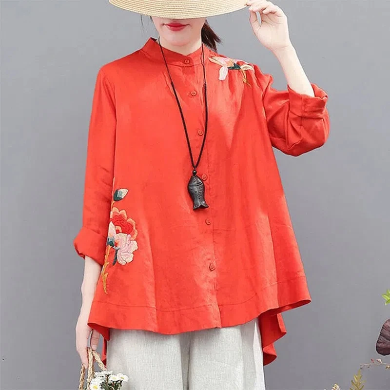 Cotton Art Embroidery Shirt For Women's 2023 Spring New Front Short Back Long Size Loose Cover Breathable Top For Women Blouse
Cotton Art Embroidery Shirt For Women's 2023 Spring New Front Short Back Long Size Loose Cover Breathable Top For Women Blouse