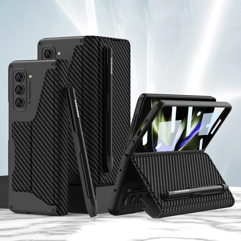 For Samsung Galaxy Z Fold 5 4 Fold5 Fold4 Case Leather Stand Shockproof Armor Cover with Front Glass Film and Removable Pen Slot
For Samsung Galaxy Z Fold 5 4 Fold5 Fold4 Case Leather Stand Shockproof Armor Cover with Front Glass Film and Removable Pen Slot