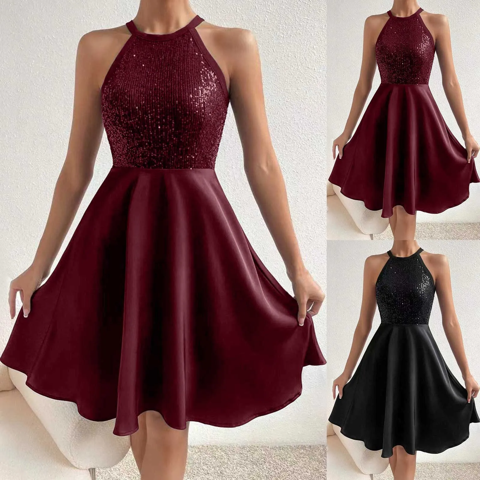 Women Sexy Sequin Splicing Sleeveless plus Size Evening Maxi Dress Christmas Tunic Dress for Women Fashionable Wedding Gown Gift
Women Sexy Sequin Splicing Sleeveless plus Size Evening Maxi Dress Christmas Tunic Dress for Women Fashionable Wedding Gown Gift