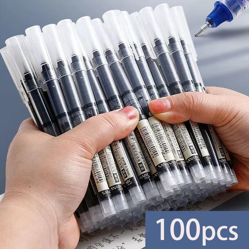 100Pcs/Set Quick-Drying 0.5mm Roller Pen wholesale Black/Red/Blue ink Straight Liquid Gel Pen School Office Stationery Kawaii
100Pcs/Set Quick-Drying 0.5mm Roller Pen wholesale Black/Red/Blue ink Straight Liquid Gel Pen School Office Stationery Kawaii