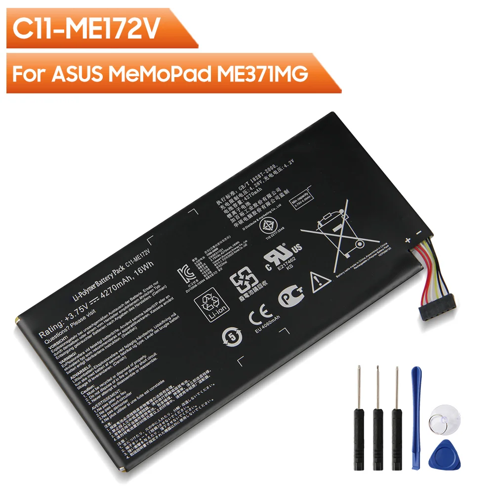 Replacement Tablet Battery C11-ME172V For ASUS MeMoPad ME371MG k004 ME172V Rechargeable Battery 4270mAh
Replacement Tablet Battery C11-ME172V For ASUS MeMoPad ME371MG k004 ME172V Rechargeable Battery 4270mAh