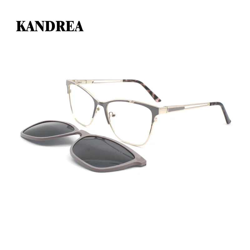 

KANDREA Fashion Polarized Sunglasses Frame Women Men Vintage Cateye Magnet Clip Optical Prescription Glasses Eyeglasses GNA008