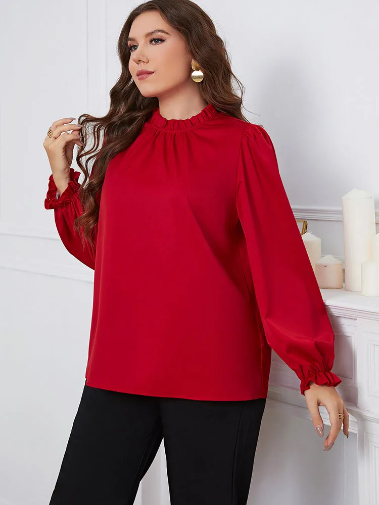 Plus Size Tops For Women Autumn New Red Blouse Casual Loose Long Sleeve Blusas Office Ladies Elegant 3XL 4XL Shirt Tops 2022
Plus Size Tops For Women Autumn New Red Blouse Casual Loose Long Sleeve Blusas Office Ladies Elegant 3XL 4XL Shirt Tops 2022