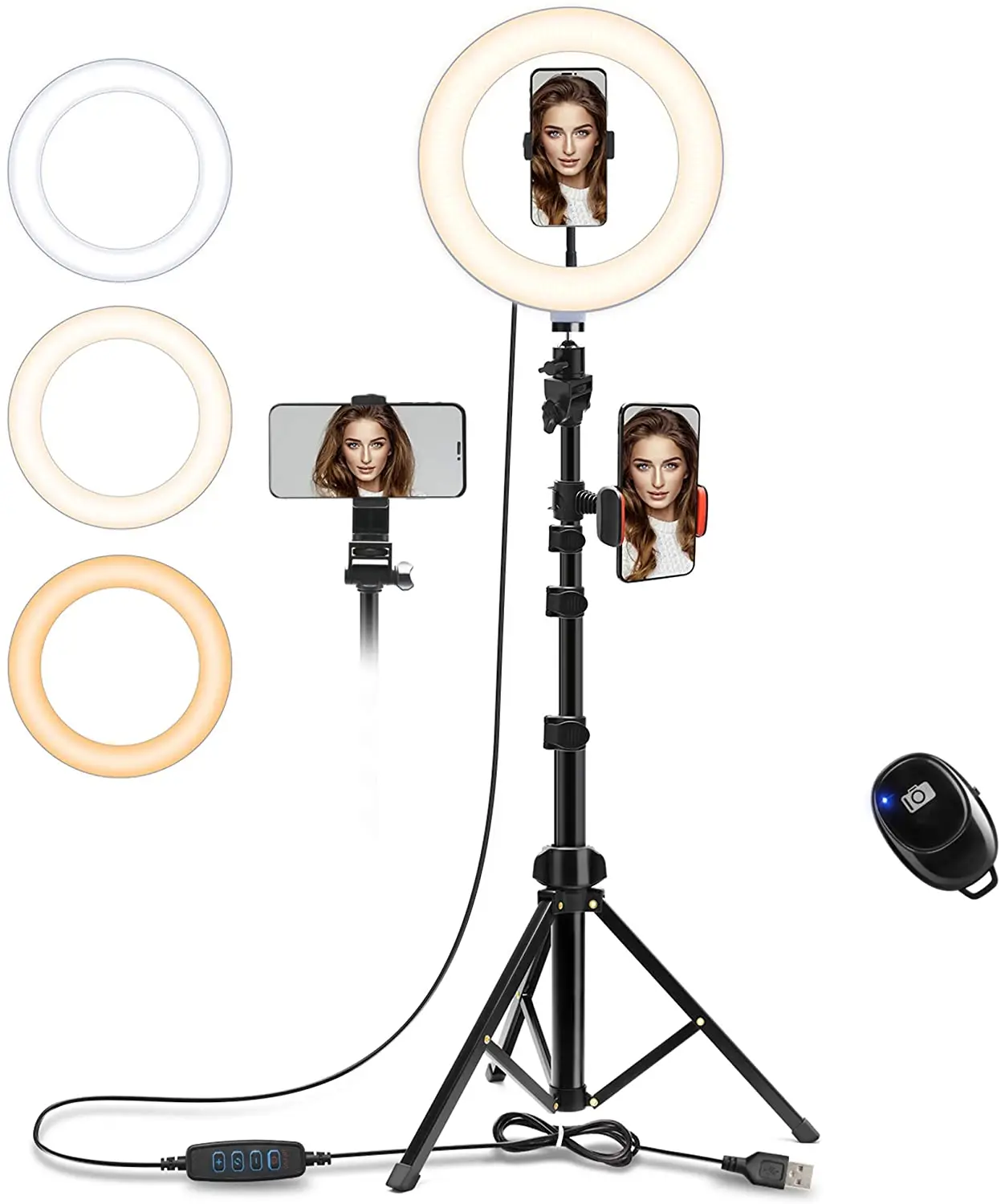 10" Selfie Ring Light with Tripod Stand & 3 Flexible Phone Holders,SUPERDANNY Dimmable Beauty LED Light for Live
10" Selfie Ring Light with Tripod Stand & 3 Flexible Phone Holders,SUPERDANNY Dimmable Beauty LED Light for Live