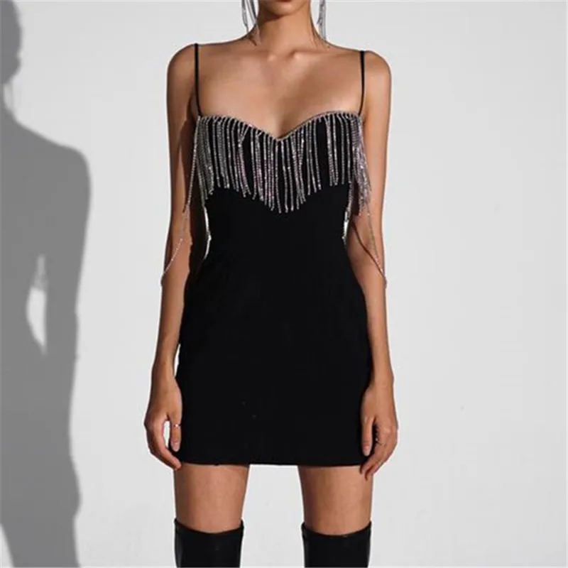 Women Black Dress Sexy Bright Silk Diamond Women Mini Dress Strapless Low-Neck Sleeveless Backless Dress Summer Fashion Party
Women Black Dress Sexy Bright Silk Diamond Women Mini Dress Strapless Low-Neck Sleeveless Backless Dress Summer Fashion Party