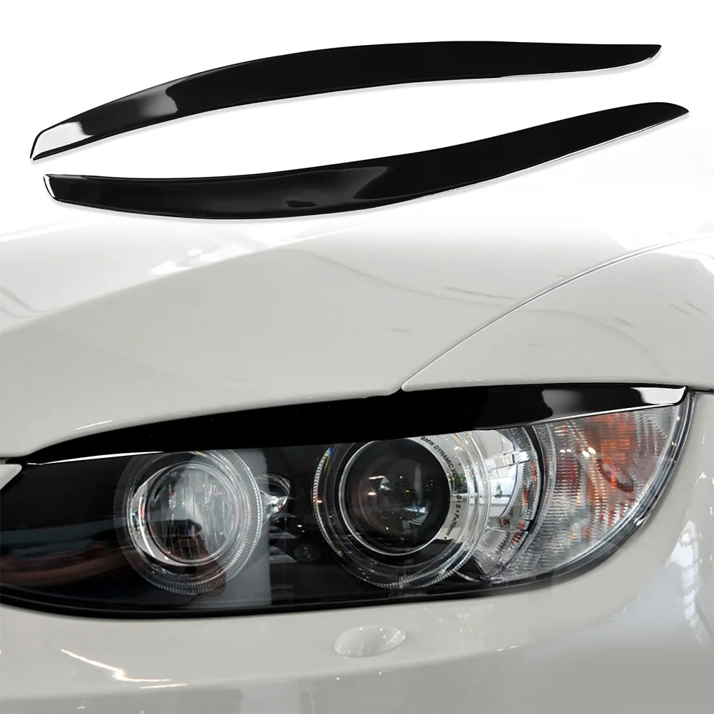 

2Pcs Car Headlight Eyelid Eyebrow Cover For BMW 3 Series E92 E93 Coupe 2-Door 2006-2013 Gloss Black Headlamp Eyebrow Trim