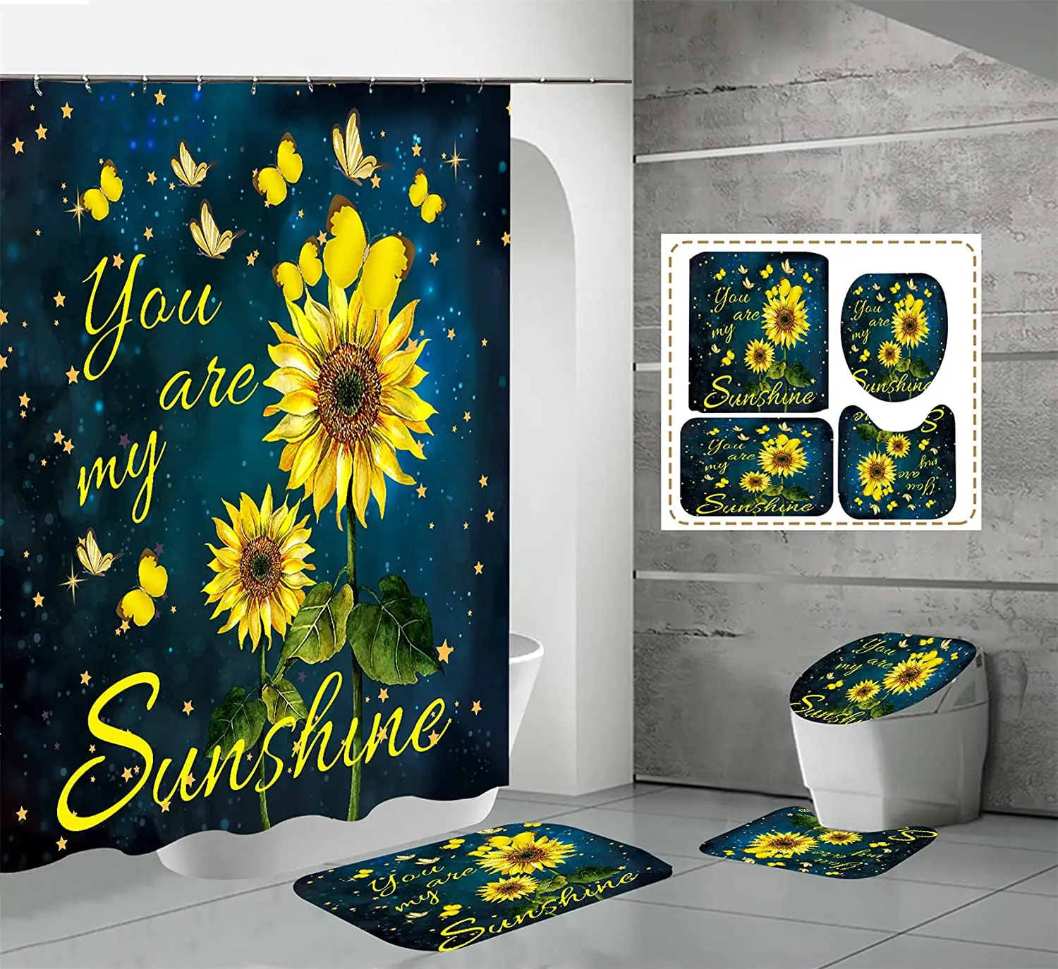 Подсолнухи для душа, набор ковриков You Are My Sunshine, набор для декора ванной комнаты, занавеска для душа, коврики, коврики для туалета, коврики дл...
Подсолнухи для душа, набор ковриков You Are My Sunshine, набор для декора ванной комнаты, занавеска для душа, коврики, коврики для туалета, коврики дл...