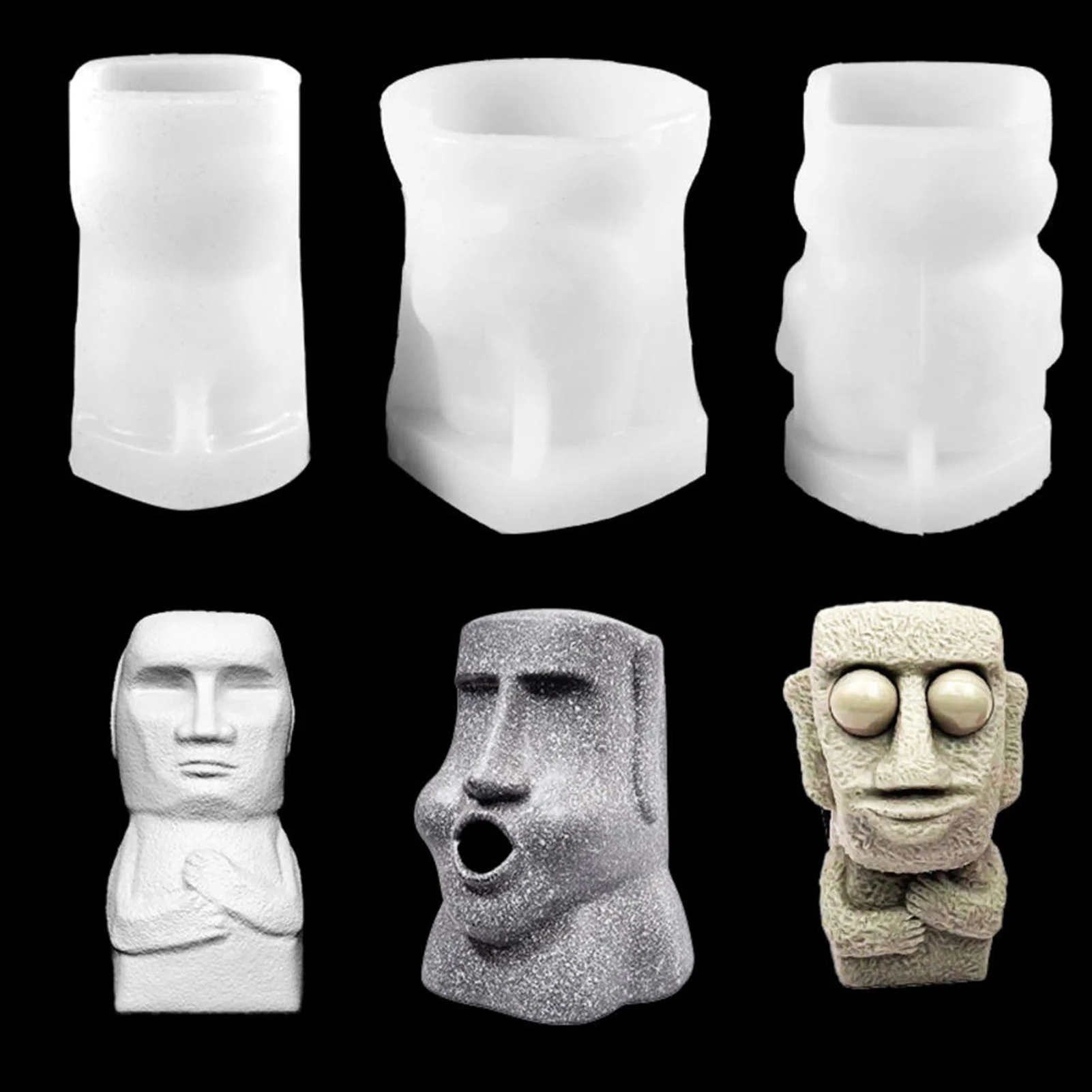 

Easter Island Moai Stone Statue Shaped Silicone Mold For DIY Soap Candle Making Stone Man Candle Mold Christmas Decorations