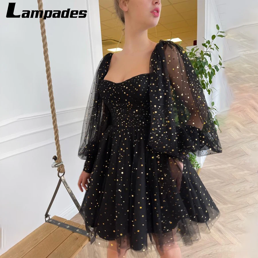 Mini Cocktail Dress Style With Long Puff Sleeves Black Starry Tulle Short Party Prom Dress Wedding Guest Dresses For Women
Mini Cocktail Dress Style With Long Puff Sleeves Black Starry Tulle Short Party Prom Dress Wedding Guest Dresses For Women