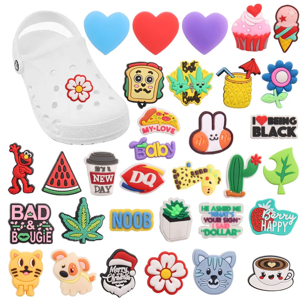 Mix 50PCS PVC Croc Charms Watermelon Drink Leaf Flower Strawberry Toast Cat Dog Christmas Cactus Hole Shoes Ornaments Kid Gift
Mix 50PCS PVC Croc Charms Watermelon Drink Leaf Flower Strawberry Toast Cat Dog Christmas Cactus Hole Shoes Ornaments Kid Gift