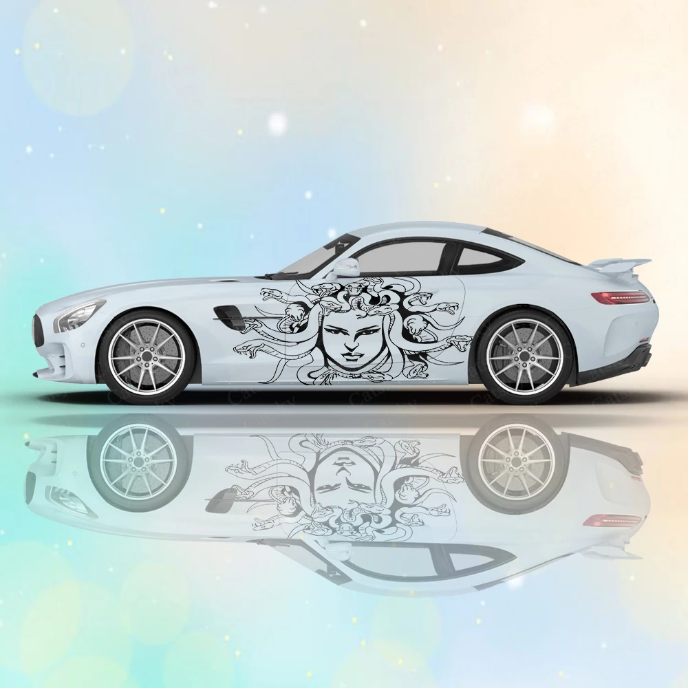 Дизайнерская виниловая наклейка змея Medusa, боковая графическая наклейка для корпуса, двери, капота, внешние аксессуары, змея, наклейка из ПВХ
Дизайнерская виниловая наклейка змея Medusa, боковая графическая наклейка для корпуса, двери, капота, внешние аксессуары, змея, наклейка из ПВХ