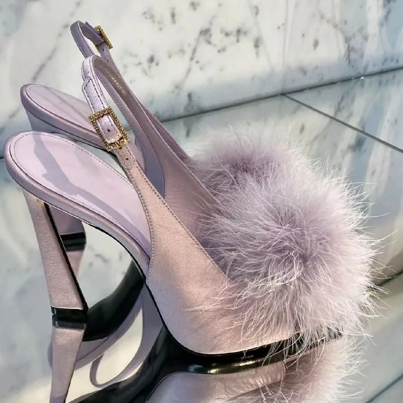 Fur Sandals Slingback Heels Backstrap Women Shoes Designer Zapatos Mujer Pumps Sandalias Square Toe Chaussure Femme Party Tacone
Fur Sandals Slingback Heels Backstrap Women Shoes Designer Zapatos Mujer Pumps Sandalias Square Toe Chaussure Femme Party Tacone