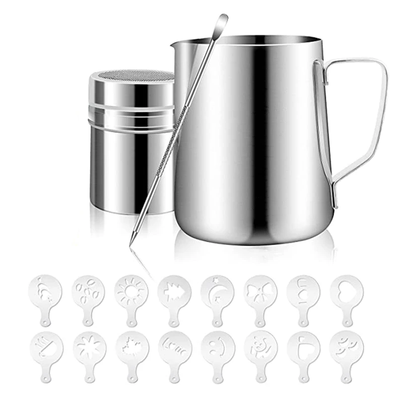 1Set Milk Frothing Pitcher 12Oz/350Ml, Stainless Steel Steam Pitchers For Milk Coffee Cappuccino Latte Art, Milk Jug Cup
1Set Milk Frothing Pitcher 12Oz/350Ml, Stainless Steel Steam Pitchers For Milk Coffee Cappuccino Latte Art, Milk Jug Cup