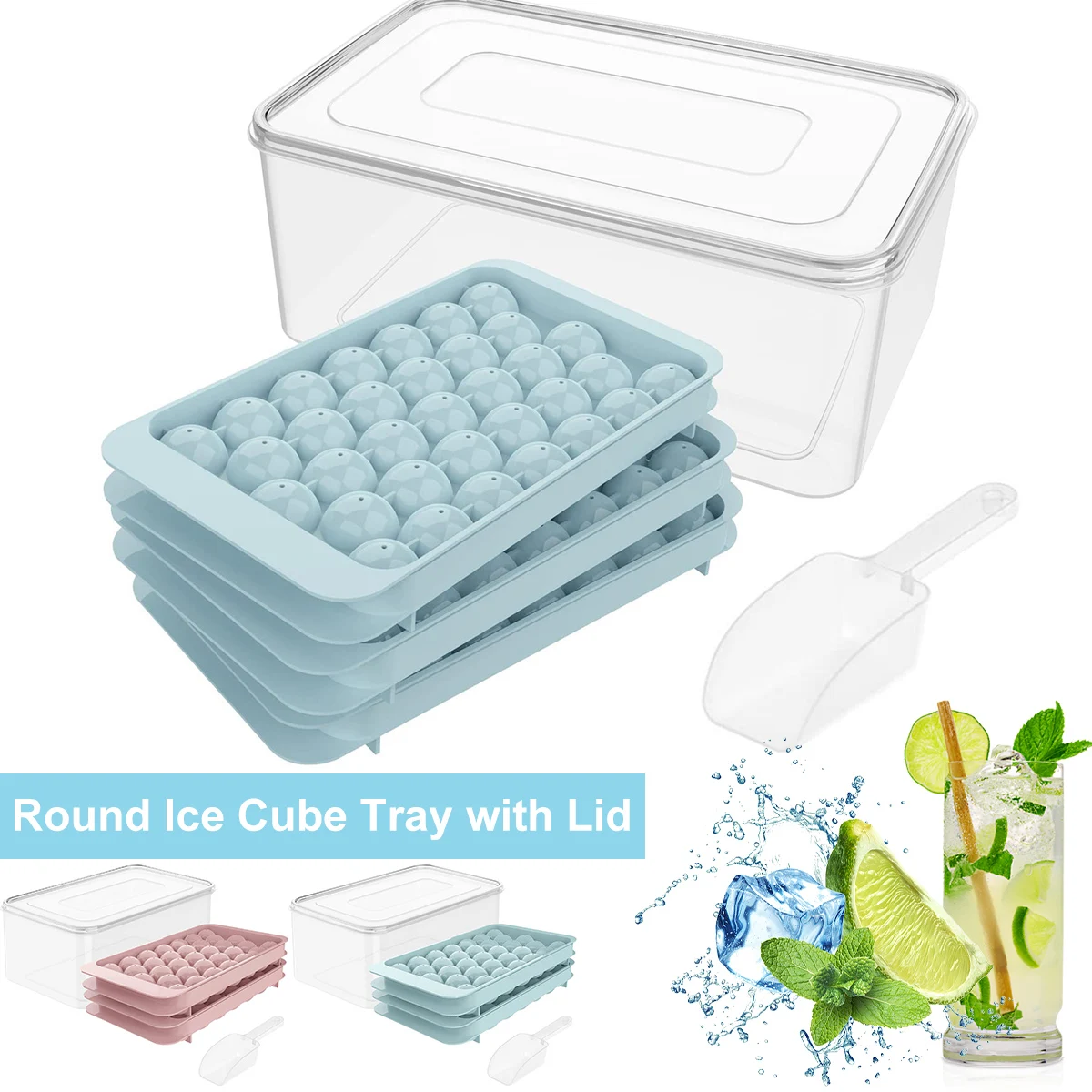 Ice Cube Tray with Scoop 2 Layer Easy Release Ice Ball Mold Tray with Storage Box Stackable Ice Cube Maker Container Dishwasher
Ice Cube Tray with Scoop 2 Layer Easy Release Ice Ball Mold Tray with Storage Box Stackable Ice Cube Maker Container Dishwasher