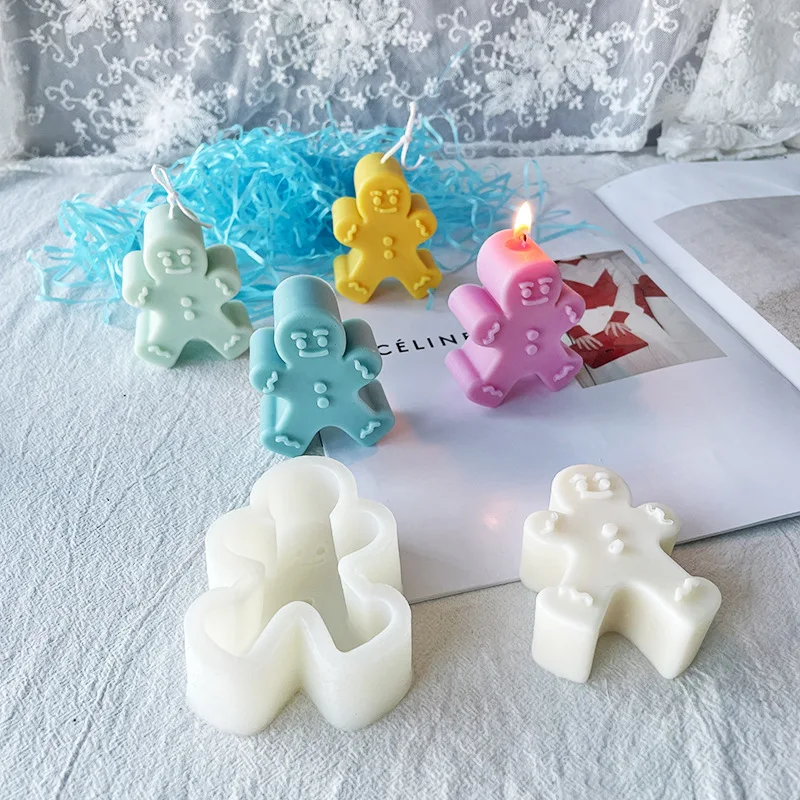 

Candle Molds Gingerbread Man Cookie Chocolate Baking Mold Food Grade Silicone Molds for Candles DIY Large Wax Candle Making Soap