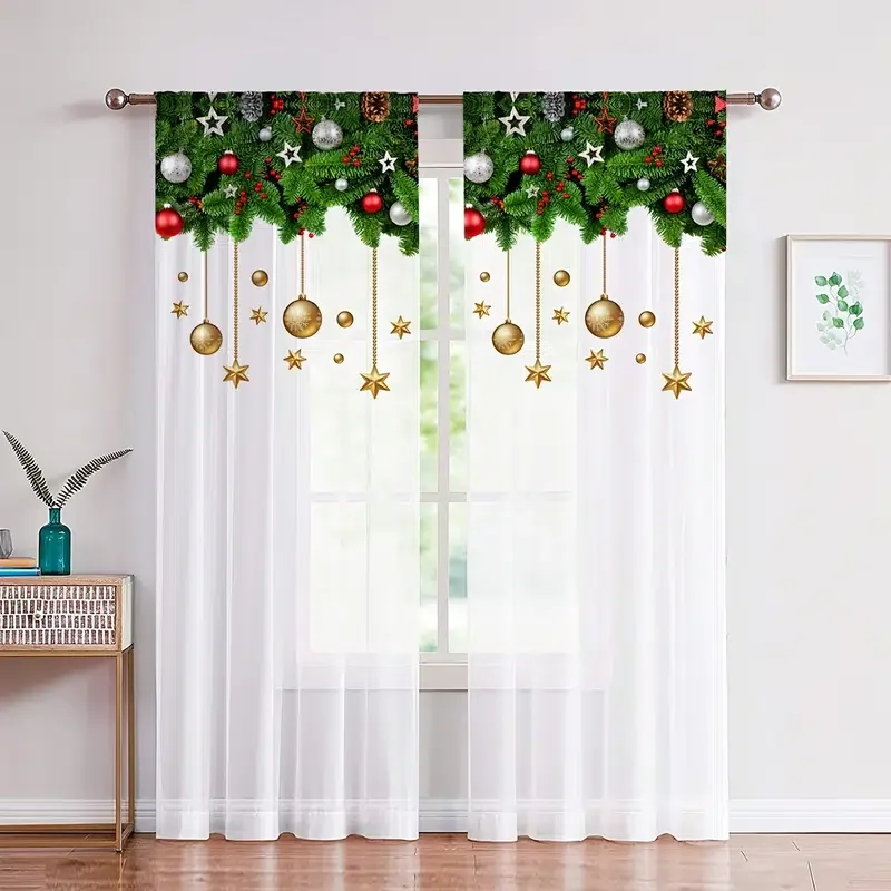 HMTX 2pcs Christmas Decor Curtains For Bedroom, Light Filtering Window Treatment Set, Home Decor 
HMTX 2pcs Christmas Decor Curtains For Bedroom, Light Filtering Window Treatment Set, Home Decor