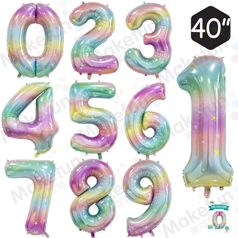 New Star Gradient Rainbow Color 40 Inch Thin Body Large Number Children's Birthday Party Wedding Decoration Aluminum Balloon
New Star Gradient Rainbow Color 40 Inch Thin Body Large Number Children's Birthday Party Wedding Decoration Aluminum Balloon