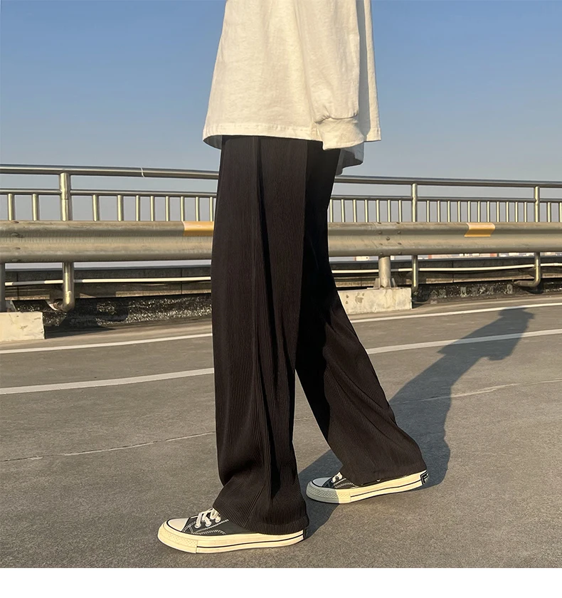 Spring Summer Pleated Straight Casual Pants Men's Fashion Wide Leg Pants Men Streetwear Elastic Waist Ankle-length Sweatpants
Spring Summer Pleated Straight Casual Pants Men's Fashion Wide Leg Pants Men Streetwear Elastic Waist Ankle-length Sweatpants