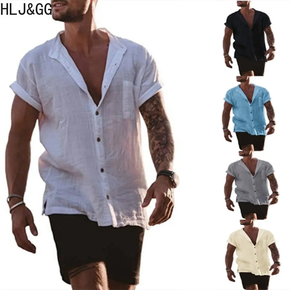 HLJ&GG New Casual Man's Blouse Cotton Linen Shirt Solid Loose Tops Short Sleeve Tee Shirts for Man Summer Handsome Men Shirts
HLJ&GG New Casual Man's Blouse Cotton Linen Shirt Solid Loose Tops Short Sleeve Tee Shirts for Man Summer Handsome Men Shirts