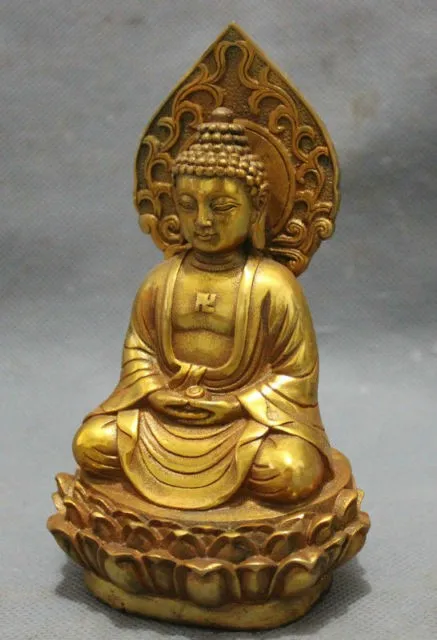 

decoration bronze factory Pure Brass Antique gold-plated brass pray bless shakyamuni Buddha Statue / Height: 5.5inch