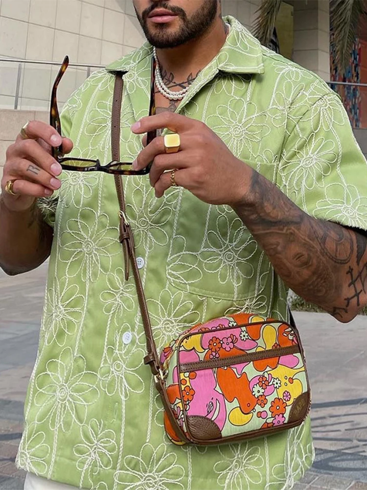Summer Fashion Mens Shirts Vintage Floral Embroidery Solid Buttoned Cardigan Tops Casual Short Sleeve Lapel Shirt Men Streetwear
Summer Fashion Mens Shirts Vintage Floral Embroidery Solid Buttoned Cardigan Tops Casual Short Sleeve Lapel Shirt Men Streetwear