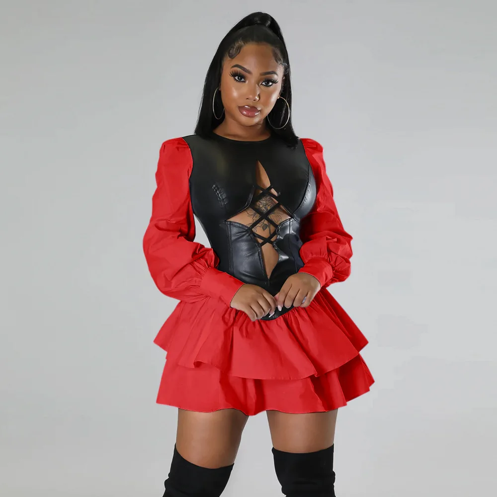 2023 Fashion Summer New Crewneck PU Panels Polyester Cotton Long Sleeve Pleated Dress for Women
2023 Fashion Summer New Crewneck PU Panels Polyester Cotton Long Sleeve Pleated Dress for Women