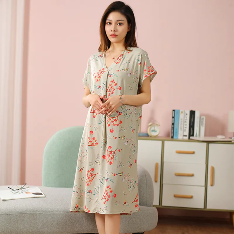 Fdfklak Cotton Nightgown Women Nightdress Short Sleeve Fashion Print Nightgowns Sweet Casual Sleepwear Dress Ladie's Sleepdress
Fdfklak Cotton Nightgown Women Nightdress Short Sleeve Fashion Print Nightgowns Sweet Casual Sleepwear Dress Ladie's Sleepdress